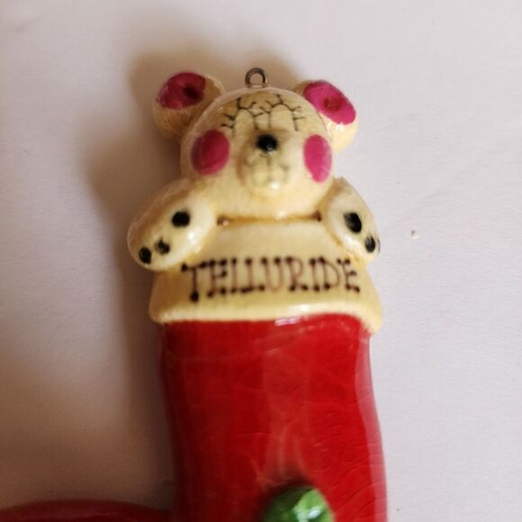 Telluride Bread Dough Christmas Ornament Stocking with Bear - Picture 2 of 4